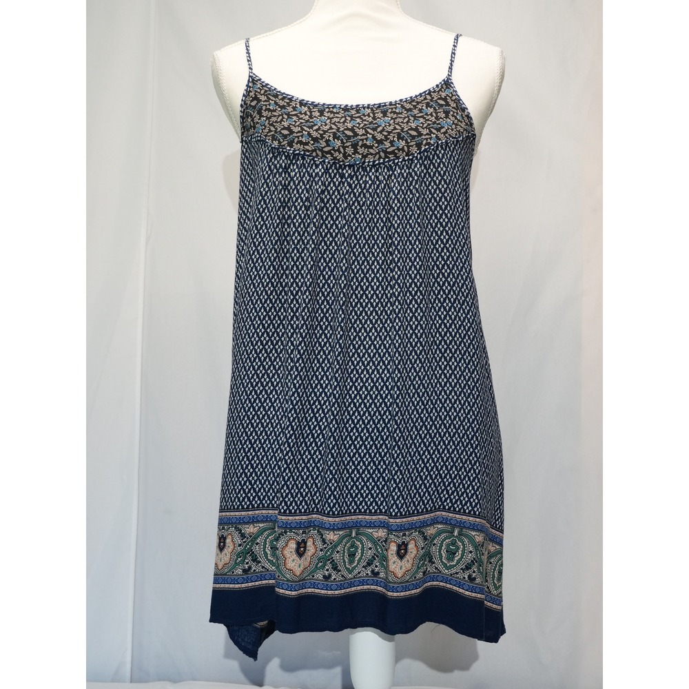C'isa Tunic‎ Top Womens Medium Blue Geometric Paisley Print Adjustable Straps